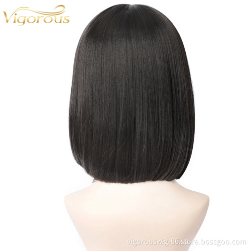 Vigorous For Black Women Glueless Cosplay Hot Selling With Bangs Heat Resistant Under $20 Short Bob Synthetic Hair Wigs